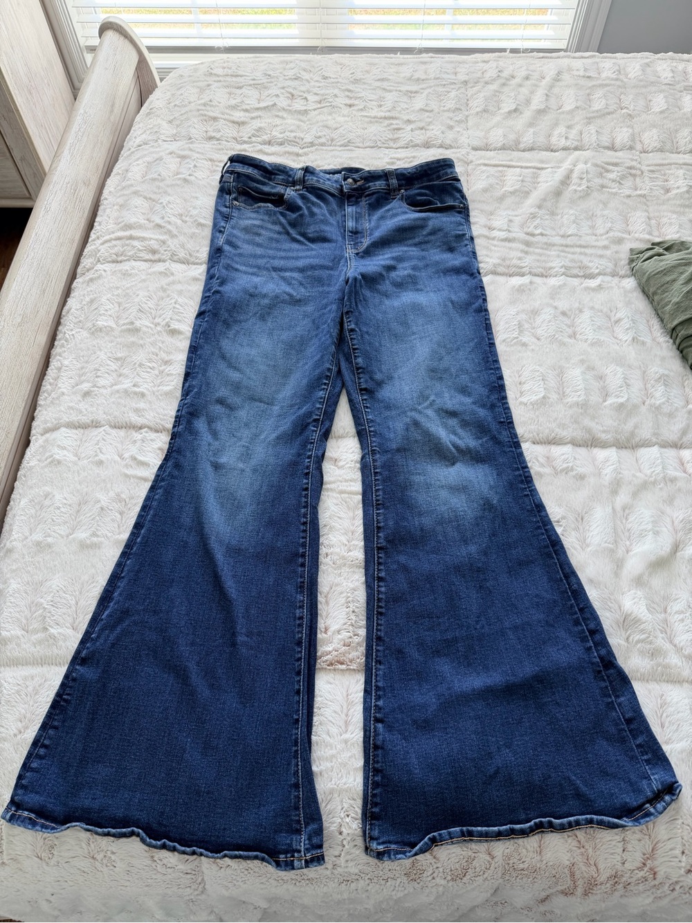 American Eagle Outfitters Dark Blue Festival Flare Jeans with Wide Leg